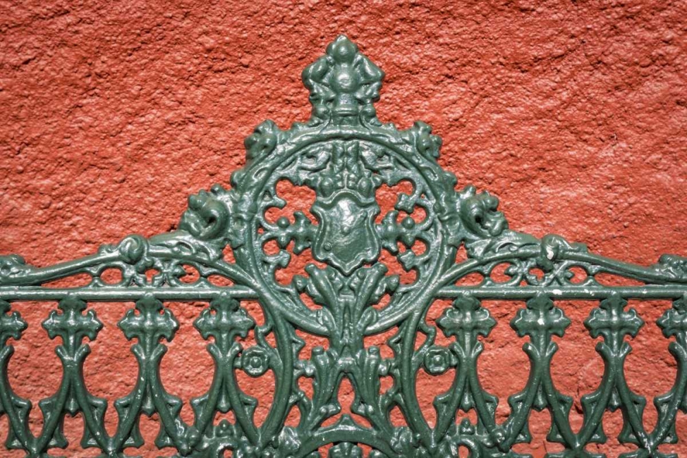 Mexico, Guanajuato Detail of metal park bench